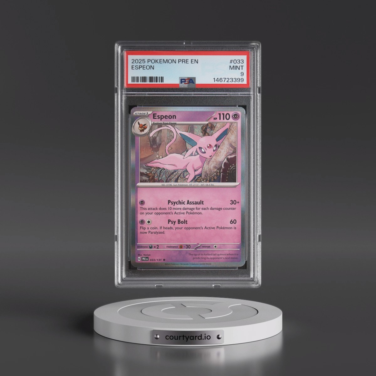 2025 Pokémon Pre EN-Prismatic Evolutions #033 Espeon (PSA 9 MINT)