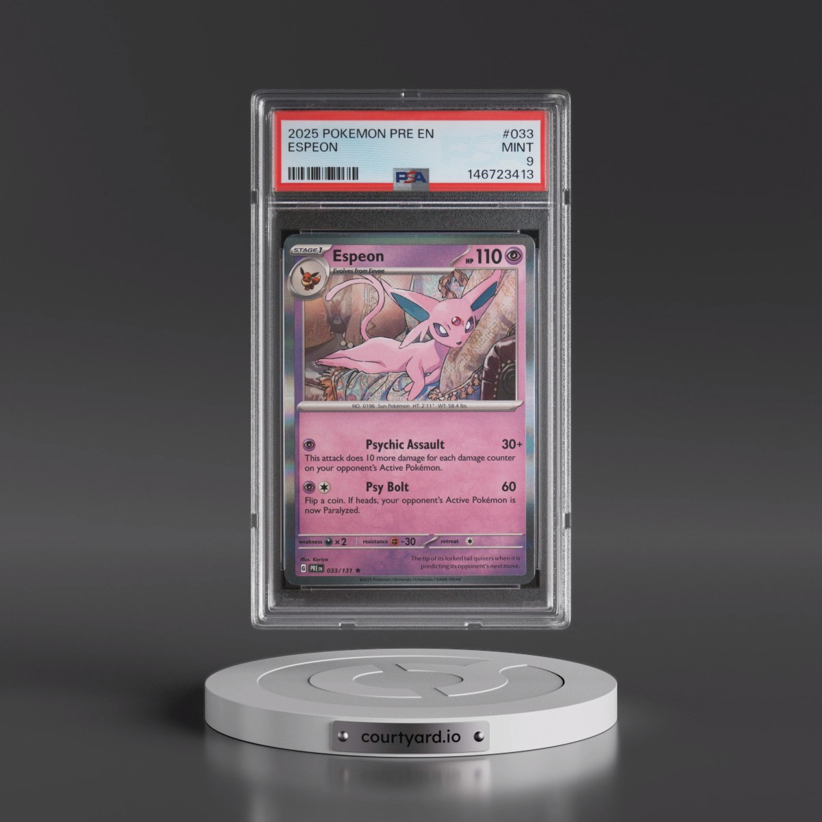 2025 Pokémon Pre EN-Prismatic Evolutions #033 Espeon (PSA 9 MINT)
