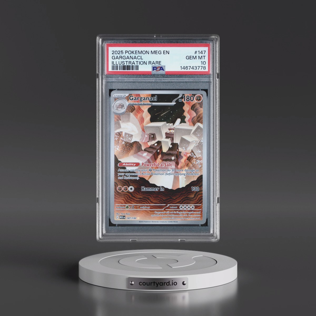 2025 Pokémon Meg EN-Mega Evolution #147 Garganacl - Illustration Rare (PSA 10 GEM MINT)
