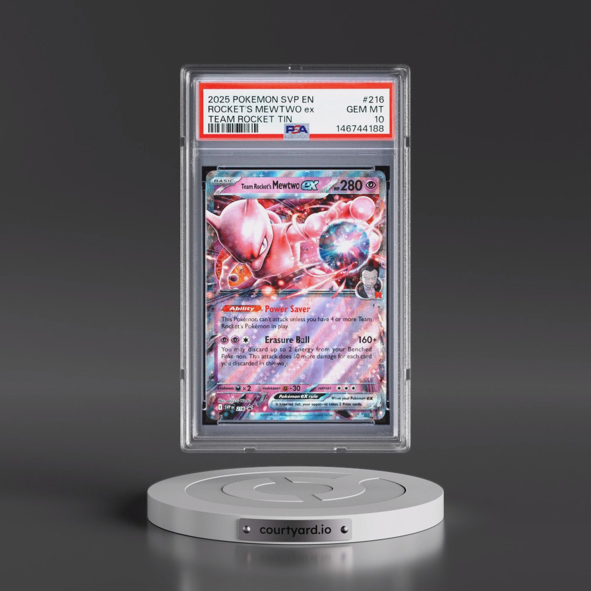 2025 Pokémon Svp EN-SV Black Star Promo #216 Team Rocket's Mewtwo EX - Holo Team Rocket Tin (PSA 10 GEM MINT)