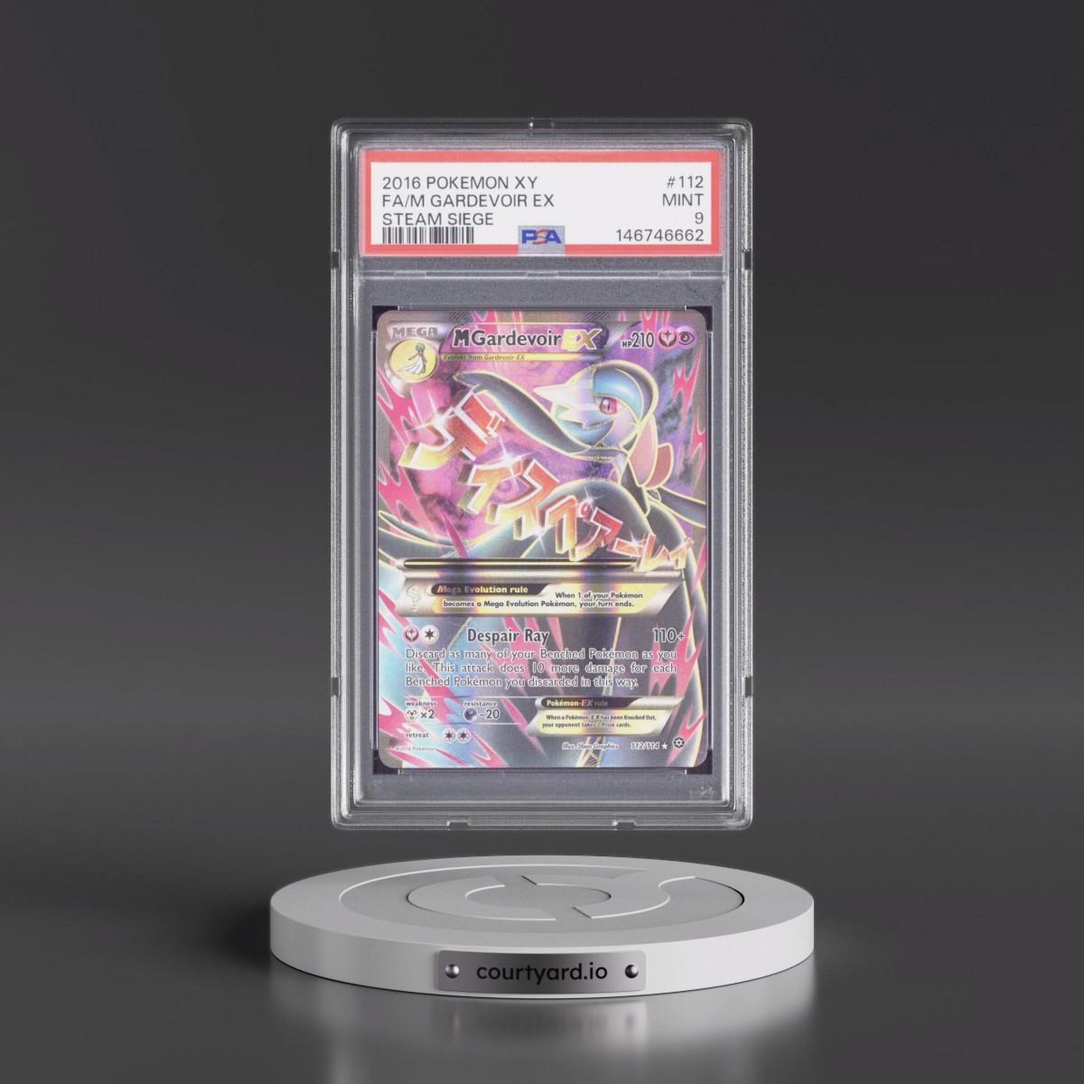2016 Pokémon XY Steam Siege #112 M Gardevoir EX - Holo Full Art (PSA 9 MINT)