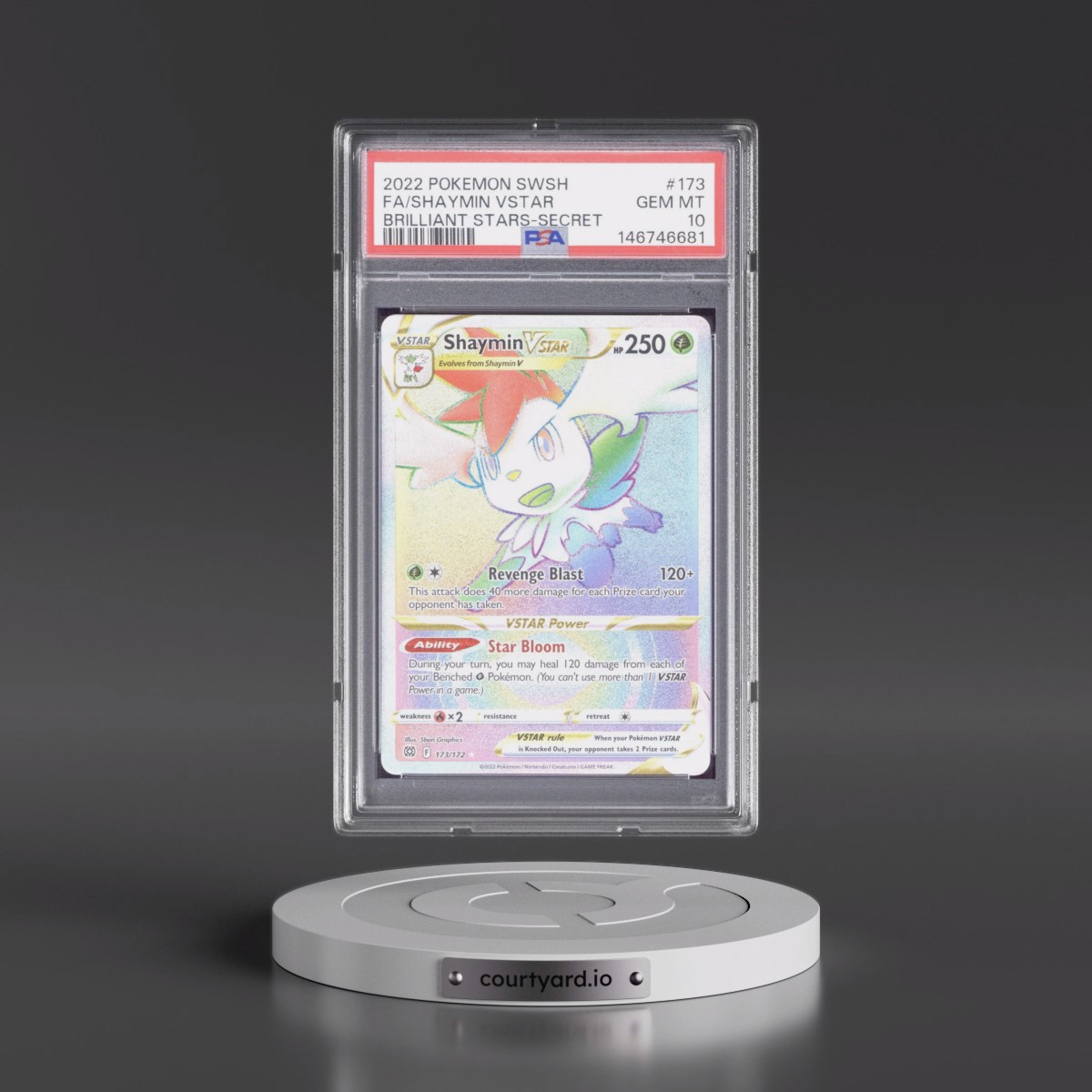 2022 Pokémon Sword & Shield Brilliant Stars #173 Shaymin Vstar - Full Art Secret (PSA 10 GEM MINT)