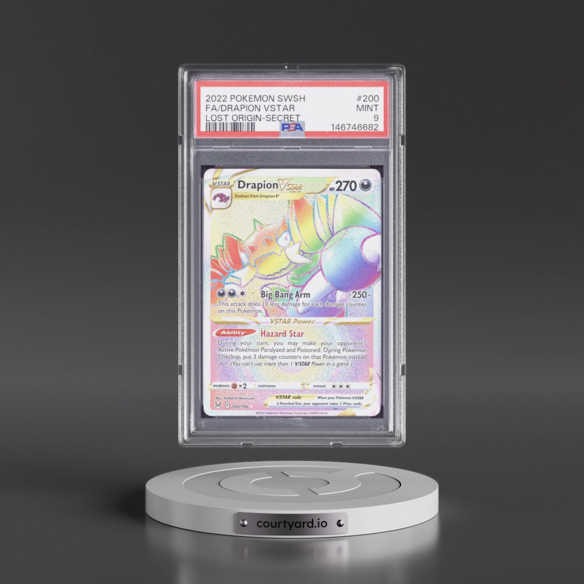 2022 Pokémon Sword & Shield Lost Origin #200 Drapion Vstar - Full Art Secret (PSA 9 MINT)