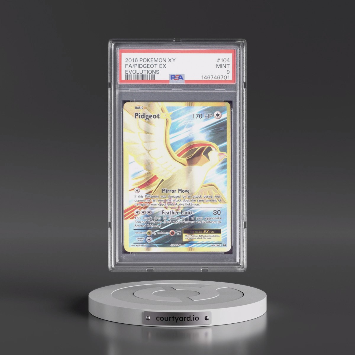 2016 Pokémon XY Evolutions #104 Pidgeot EX - Holo Full Art (PSA 9 MINT)