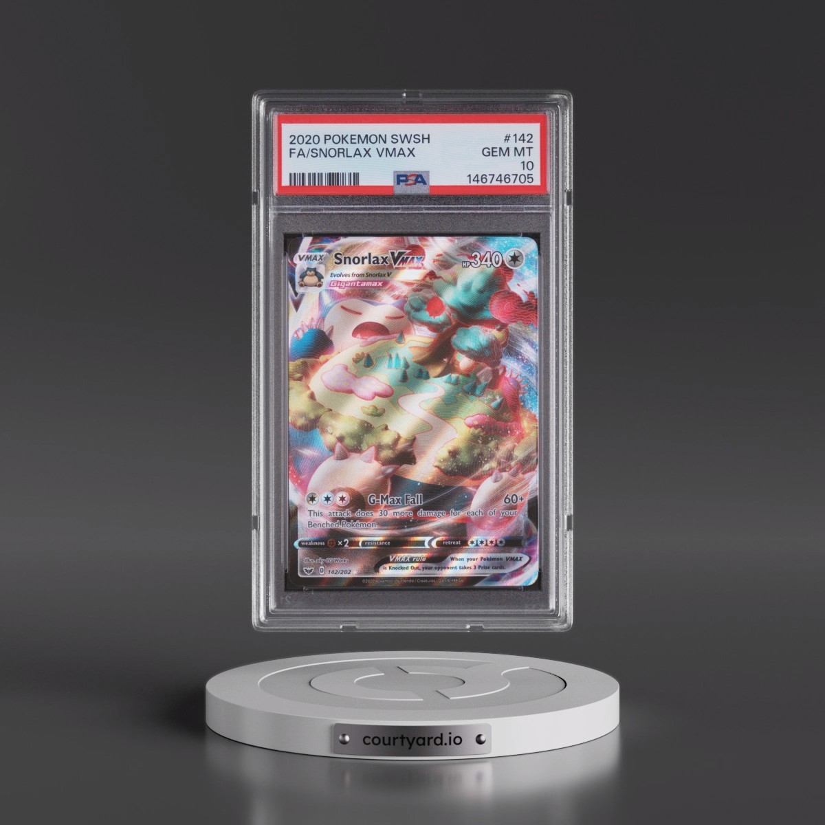 2020 Pokémon Sword & Shield #142 Snorlax Vmax - Full Art (PSA 10 GEM MINT)
