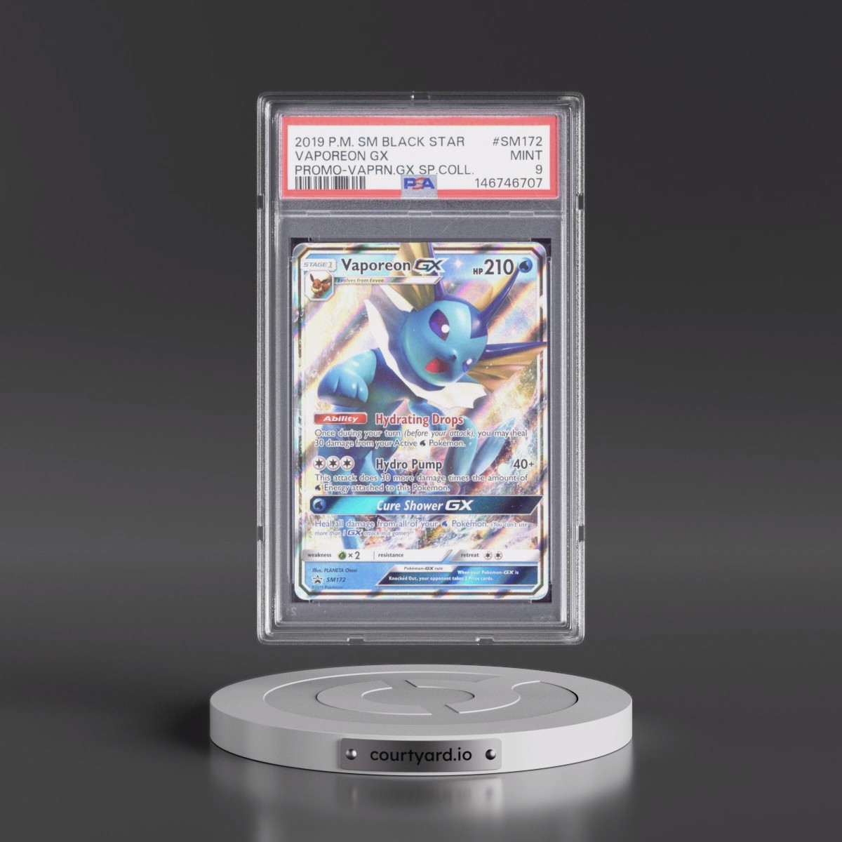 2019 Pokémon SM Black Star Promo #SM172 Vaporeon GX - Holo Vaporeon GX Special Collection (PSA 9 MINT)
