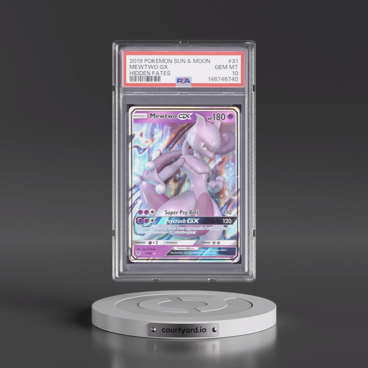 2019 Pokémon Sun & Moon Hidden Fates #31 Mewtwo GX - Holo (PSA 10 GEM MINT)