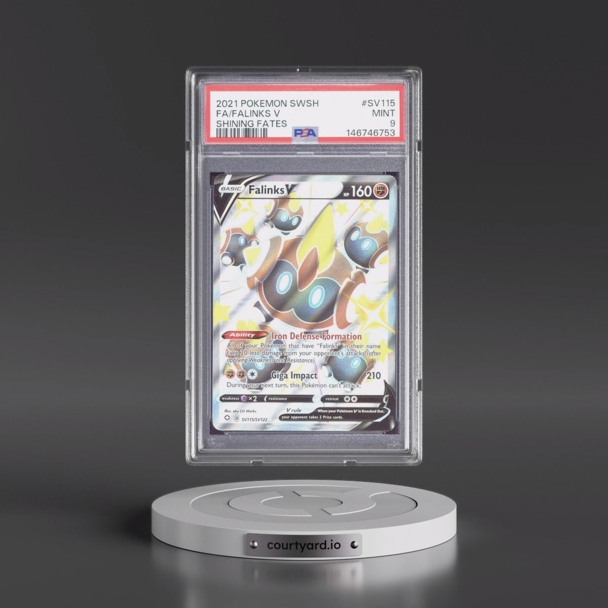 2021 Pokémon Sword & Shield Shining Fates #SV115 Falinks V - Holo Full Art (PSA 9 MINT)