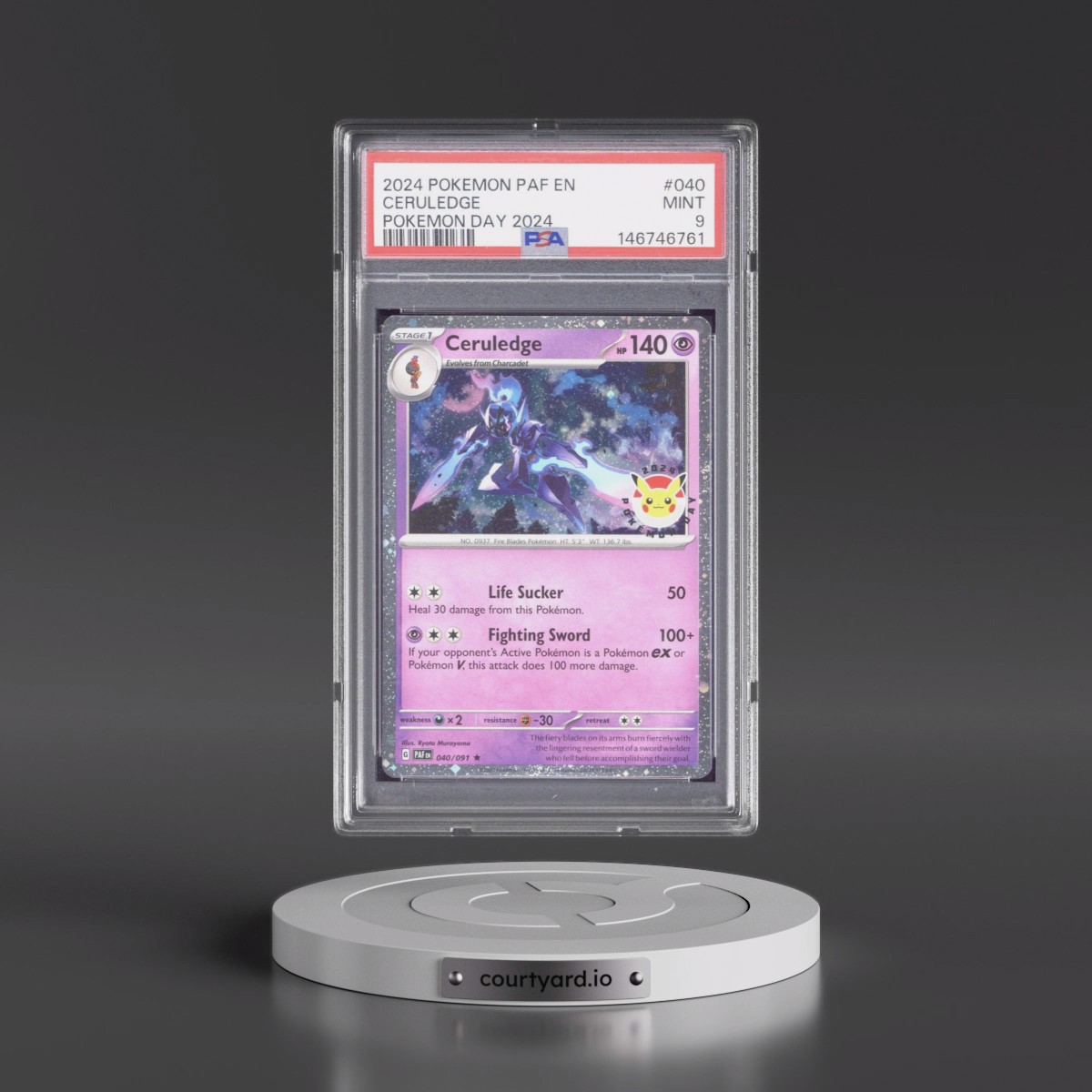 2024 Pokémon Paf EN-Paldean Fates #040 Ceruledge - Pokemon Day 2024 (PSA 9 MINT)