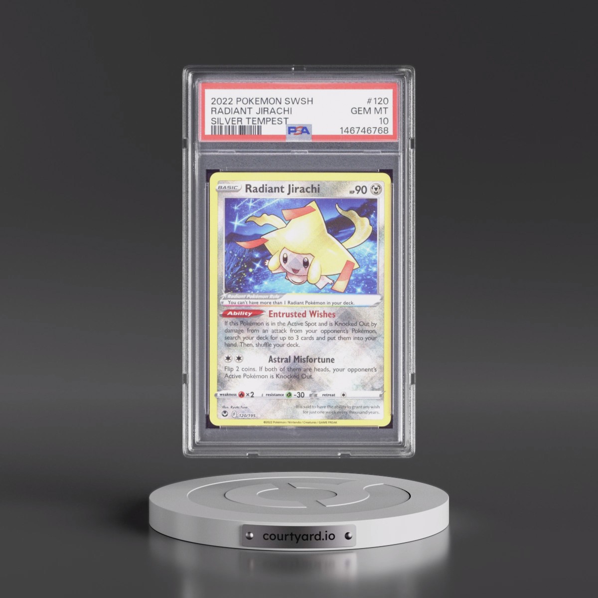2022 Pokémon Sword & Shield Silver Tempest #120 Radiant Jirachi - Holo (PSA 10 GEM MINT)