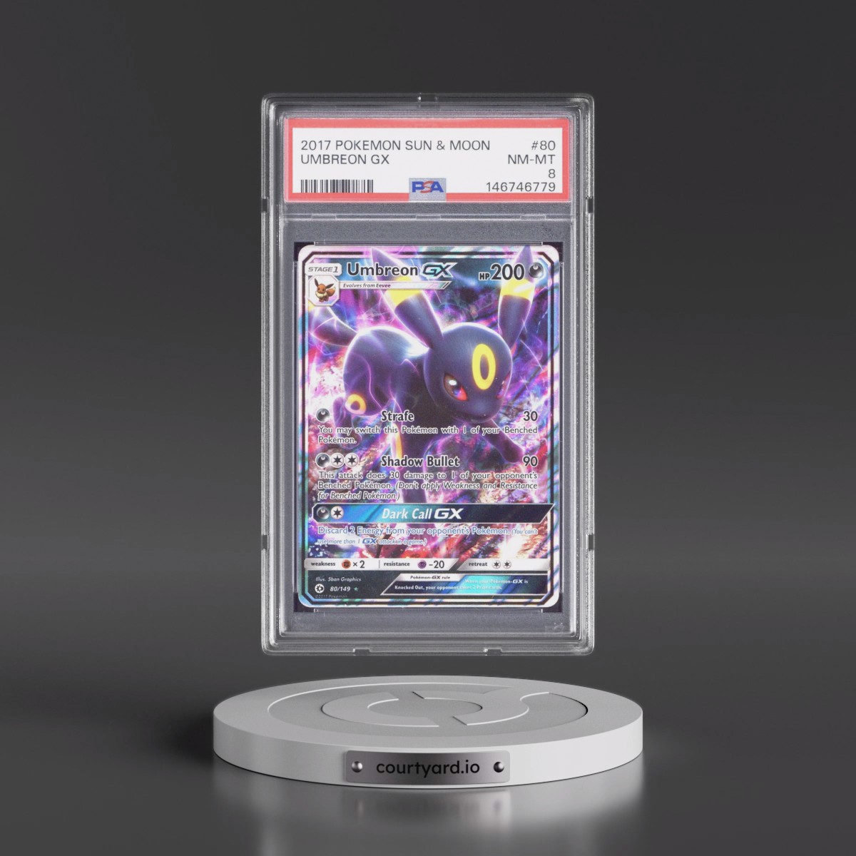 2017 Pokémon Sun & Moon #80 Umbreon GX - Holo (PSA 8 NM-MT)