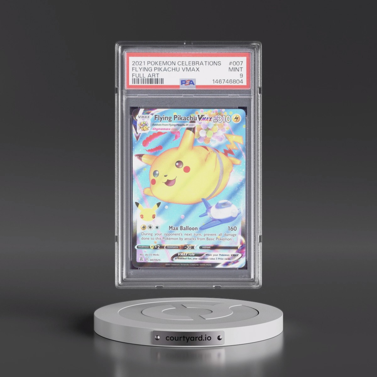 2021 Pokémon Celebrations #007 Flying Pikachu Vmax - Full Art (PSA 9 MINT)