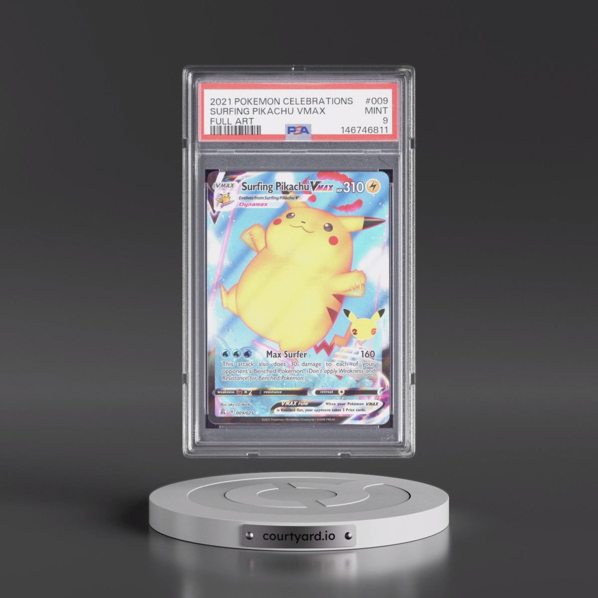 2021 Pokémon Celebrations #009 Surfing Pikachu Vmax - Full Art (PSA 9 MINT)
