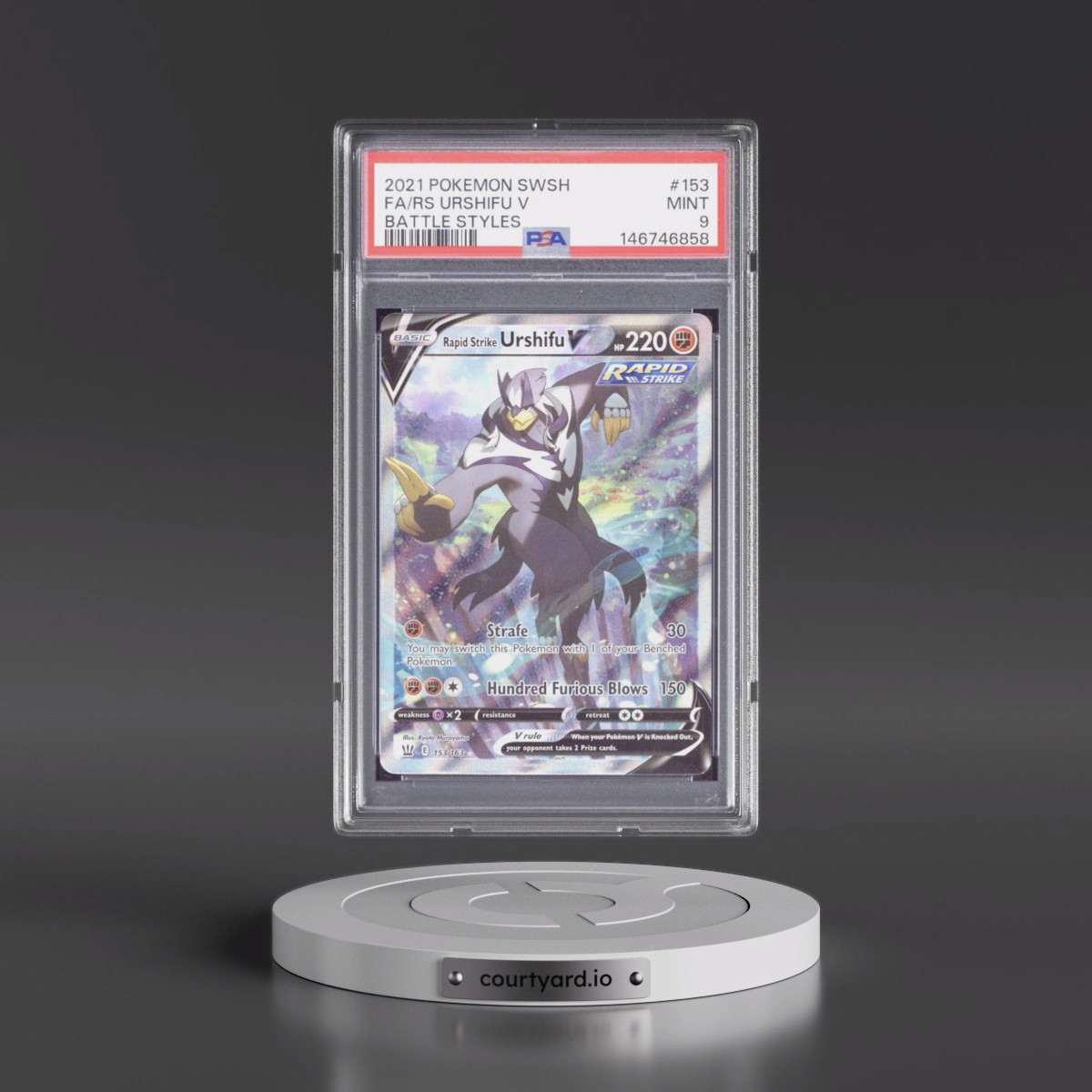 2021 Pokémon Sword & Shield Battle Styles #153 Rapid Strike Urshifu V - Holo Full Art (PSA 9 MINT)