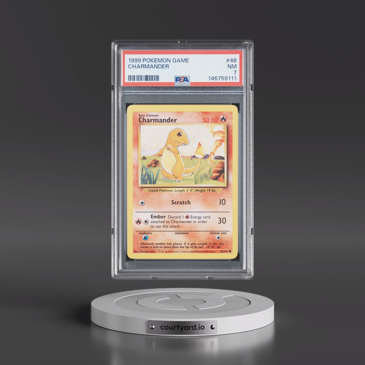1999 Pokémon Game #46 Charmander (PSA 7 NM)