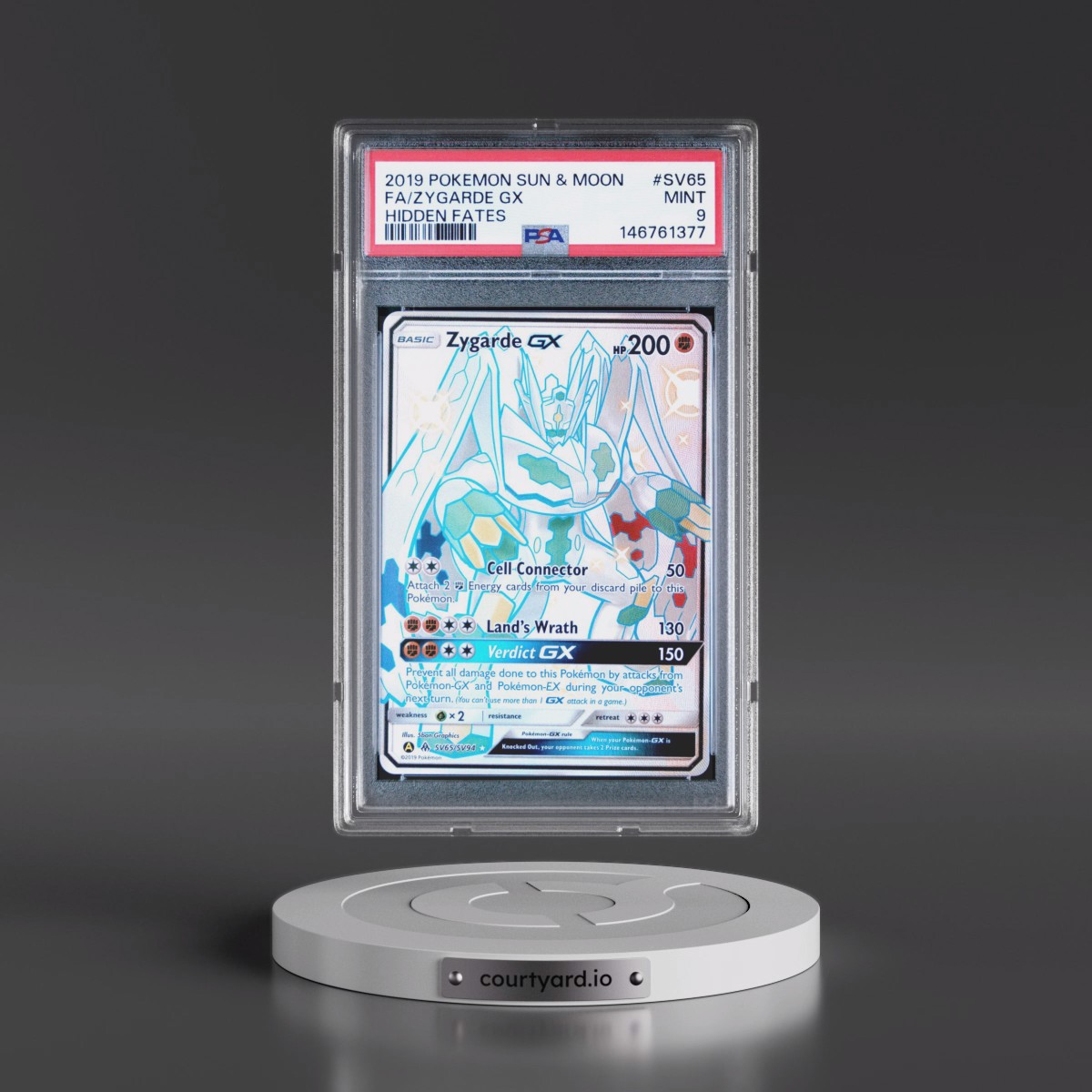 2019 Pokémon Sun & Moon Hidden Fates #SV65 Zygarde GX - Holo Full Art (PSA 9 MINT)