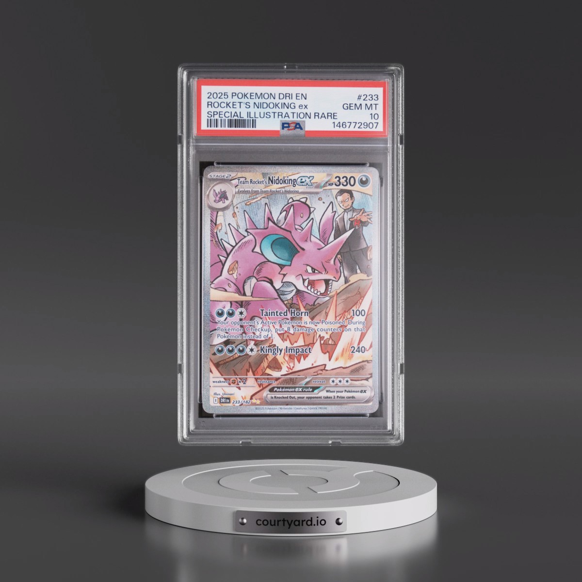 2025 Pokémon Dri EN-Destined Rivals #233 Team Rocket's Nidoking EX - Holo Special Illustration Rare (PSA 10 GEM MINT)