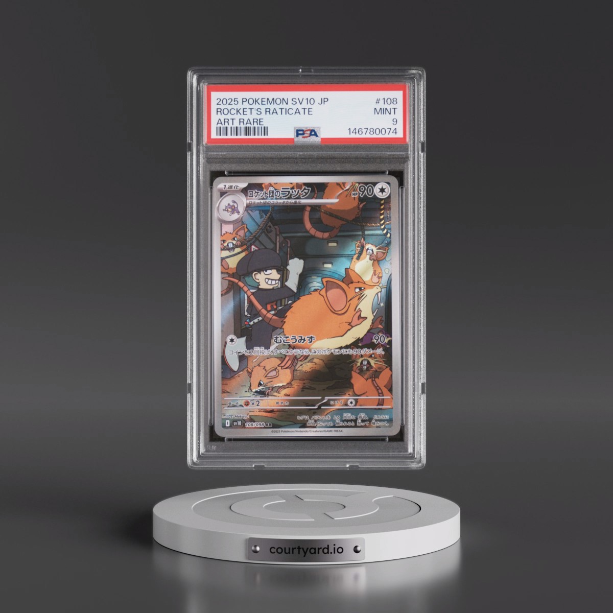 2025 Pokémon SV10-Glory of Team Rocket #108 Team Rocket's Raticate - Art Rare (PSA 9 MINT)