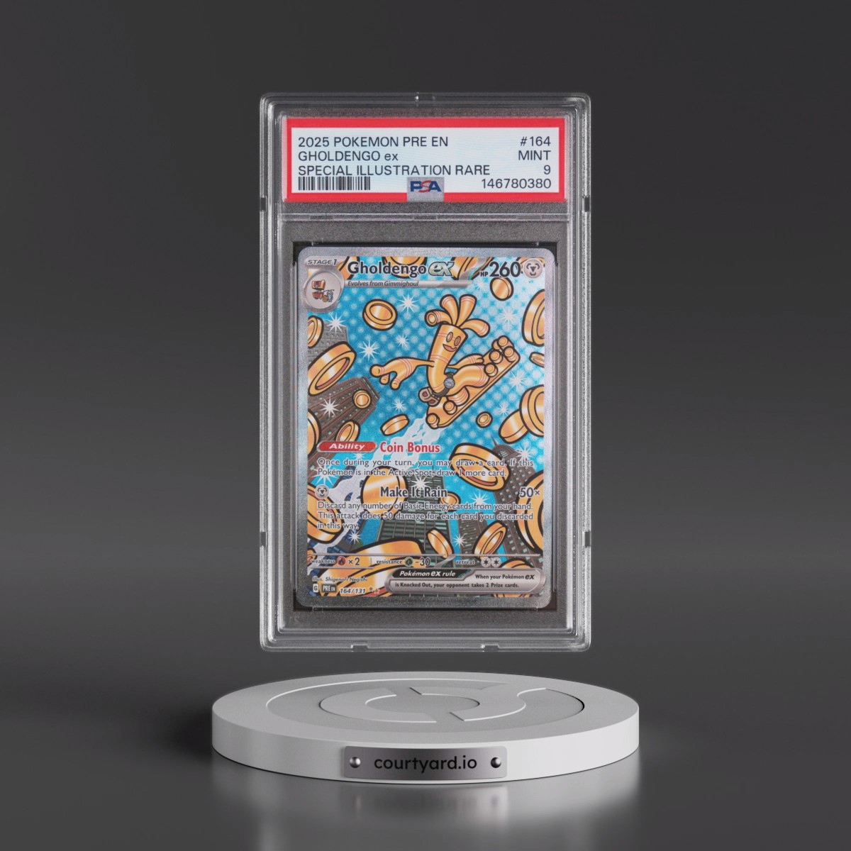 2025 Pokémon Pre EN-Prismatic Evolutions #164 Gholdengo EX - Holo Special Illustration Rare (PSA 9 MINT)
