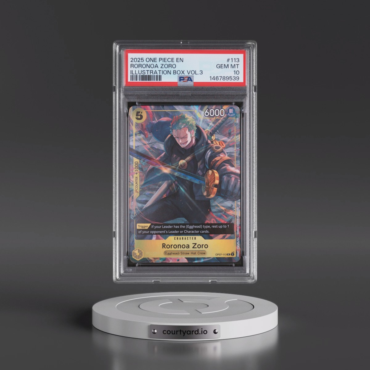 2025 One Piece Promos #113 Roronoa Zoro - Illustration Box Vol.3 (PSA 10 GEM MINT)