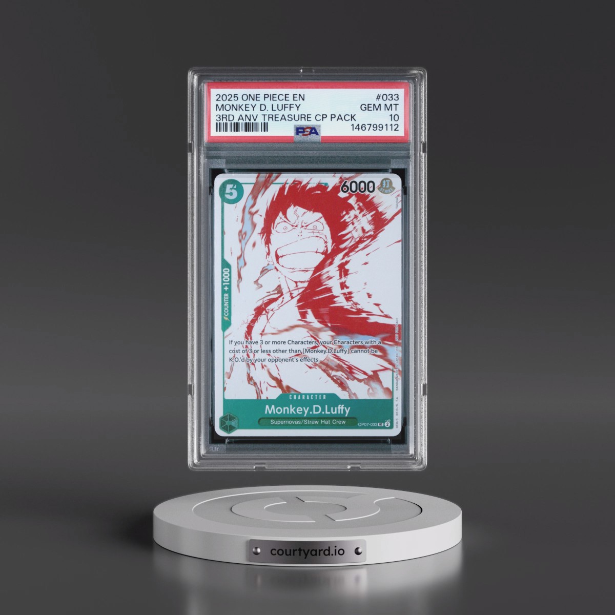 2025 One Piece 3rd Anniversary! One Piece Card Treasure Campaign Pack #033 Monkey D. Luffy (PSA 10 GEM MINT)
