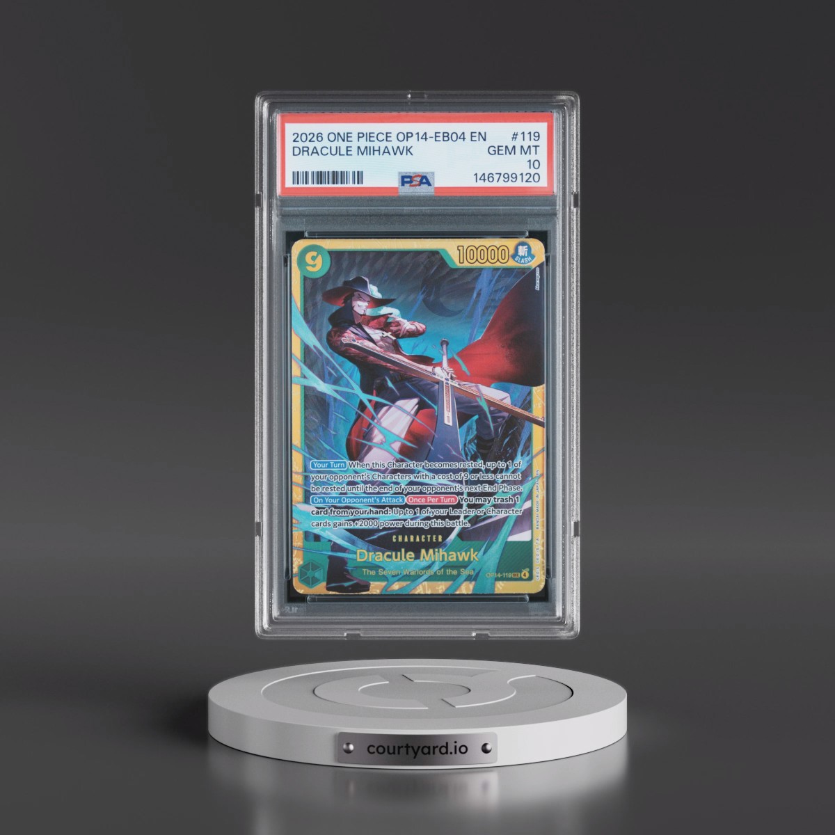 2026 One Piece OP14-EB04-the Azure Sea's Seven #119 Dracule Mihawk (PSA 10 GEM MINT)