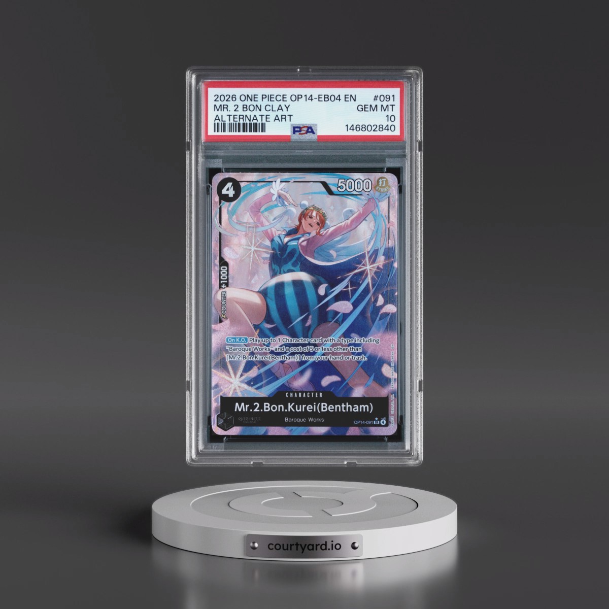 2026 One Piece OP14-EB04-the Azure Sea's Seven #091 Mr. 2 Bon Clay - Alternate Art (PSA 10 GEM MINT)