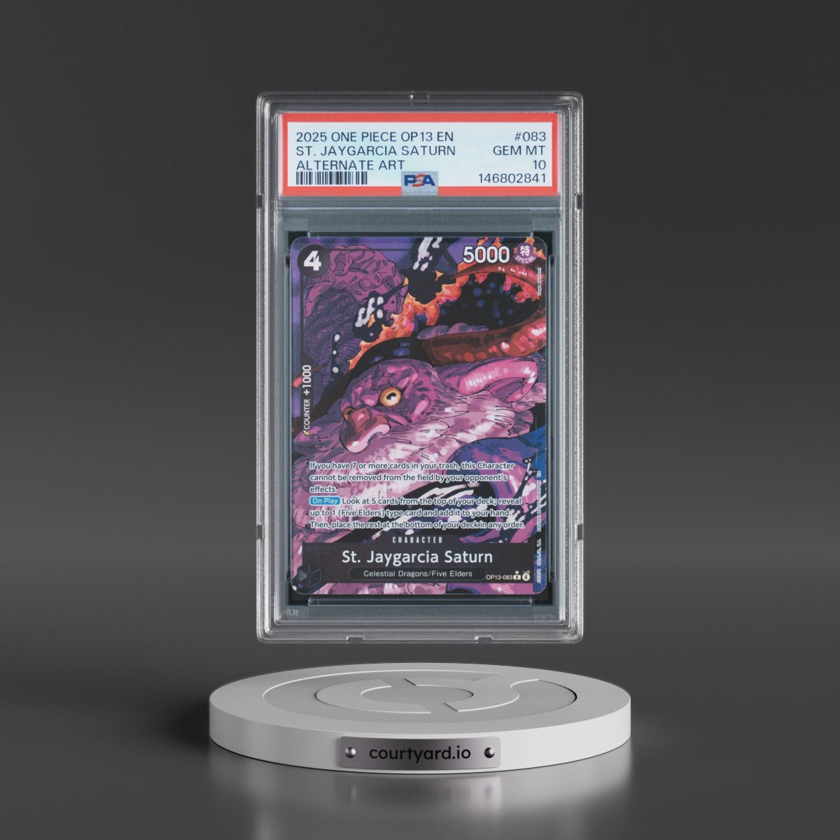 2025 One Piece OP13-Carrying on His Will #083 St. Jaygarcia Saturn - Alternate Art (PSA 10 GEM MINT)