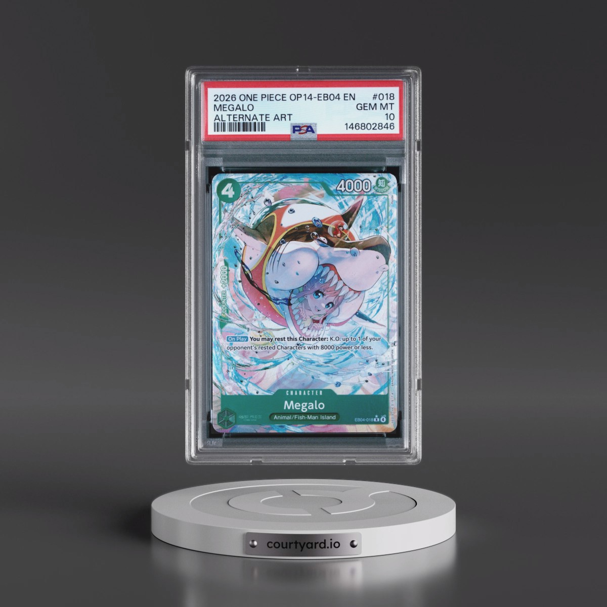 2026 One Piece OP14-EB04-the Azure Sea's Seven #018 Megalo - Alternate Art (PSA 10 GEM MINT)