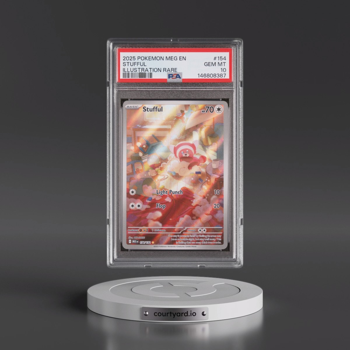 2025 Pokémon Meg EN-Mega Evolution #154 Stufful - Illustration Rare (PSA 10 GEM MINT)