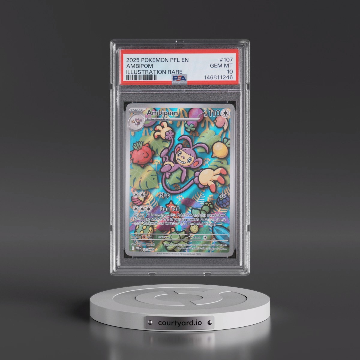 2025 Pokémon Pfl EN-Phantasmal Flames #107 Ambipom - Illustration Rare (PSA 10 GEM MINT)