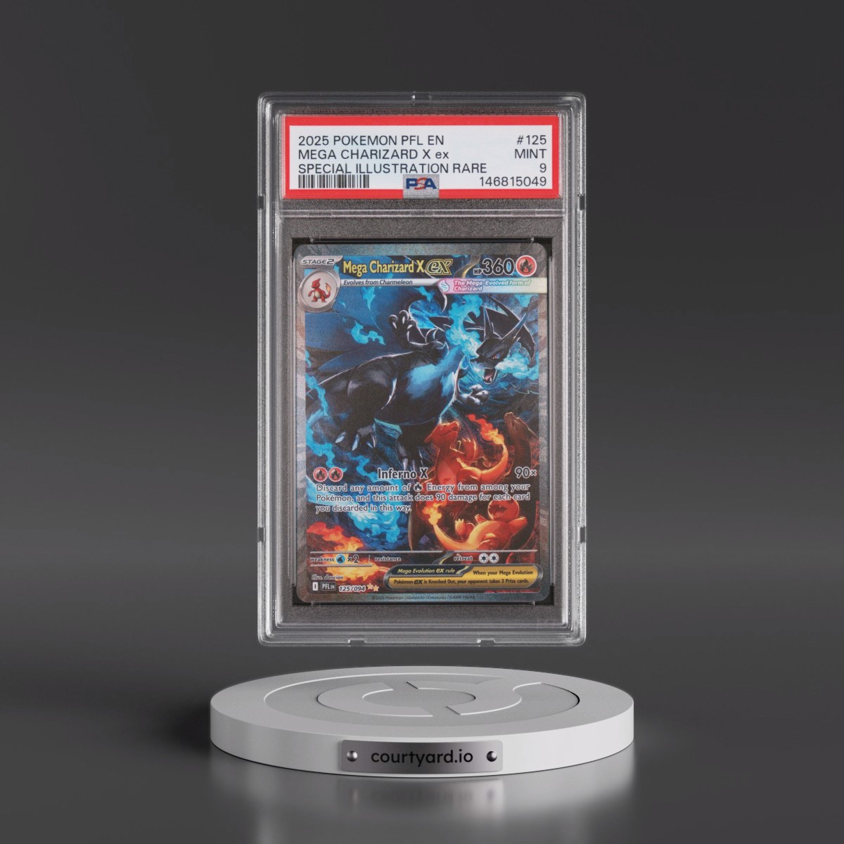 2025 Pokémon Pfl EN-Phantasmal Flames #125 Mega Charizard X EX - Holo Special Illustration Rare (PSA 9 MINT)