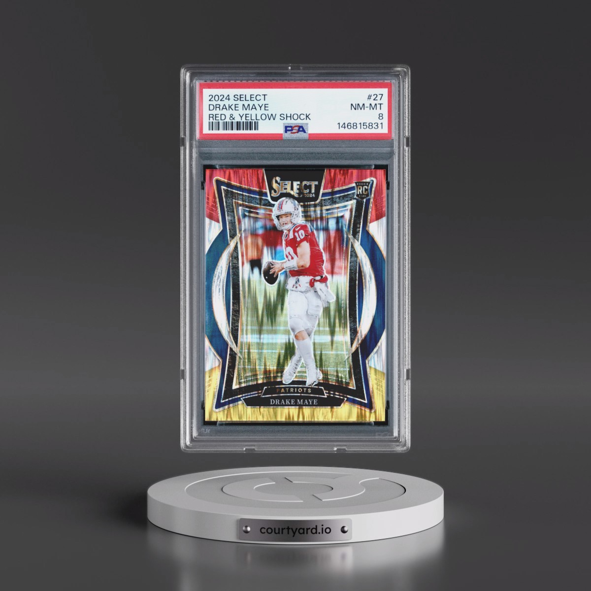 2024 Panini Select #27 Drake Maye - Red & Yellow Shock (PSA 8 NM-MT)