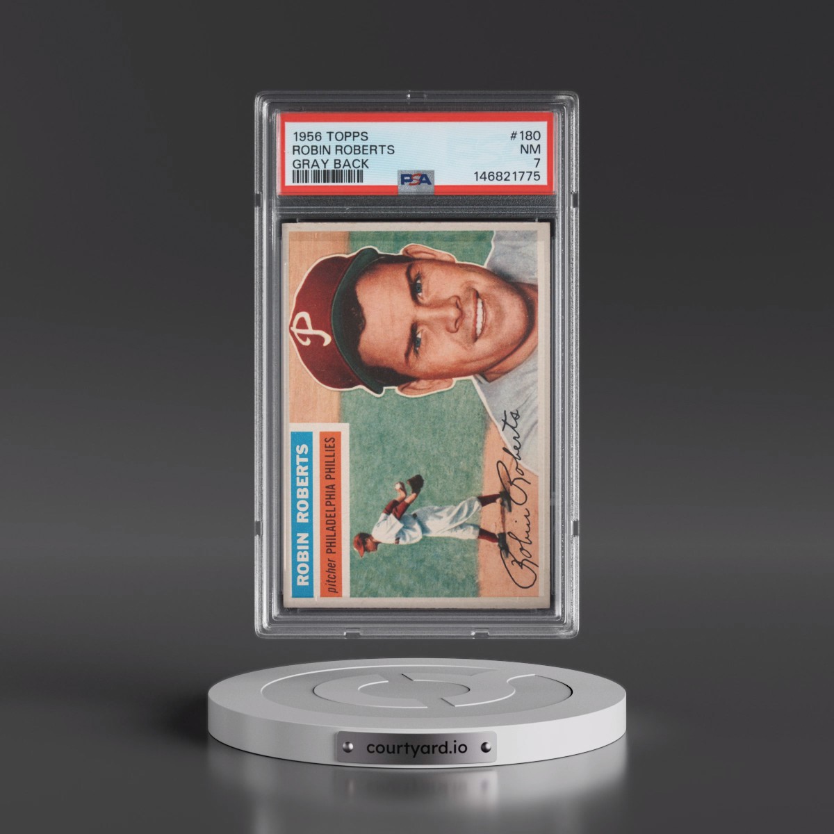1956 Topps #180 Robin Roberts - Gray Back (PSA 7 NM)