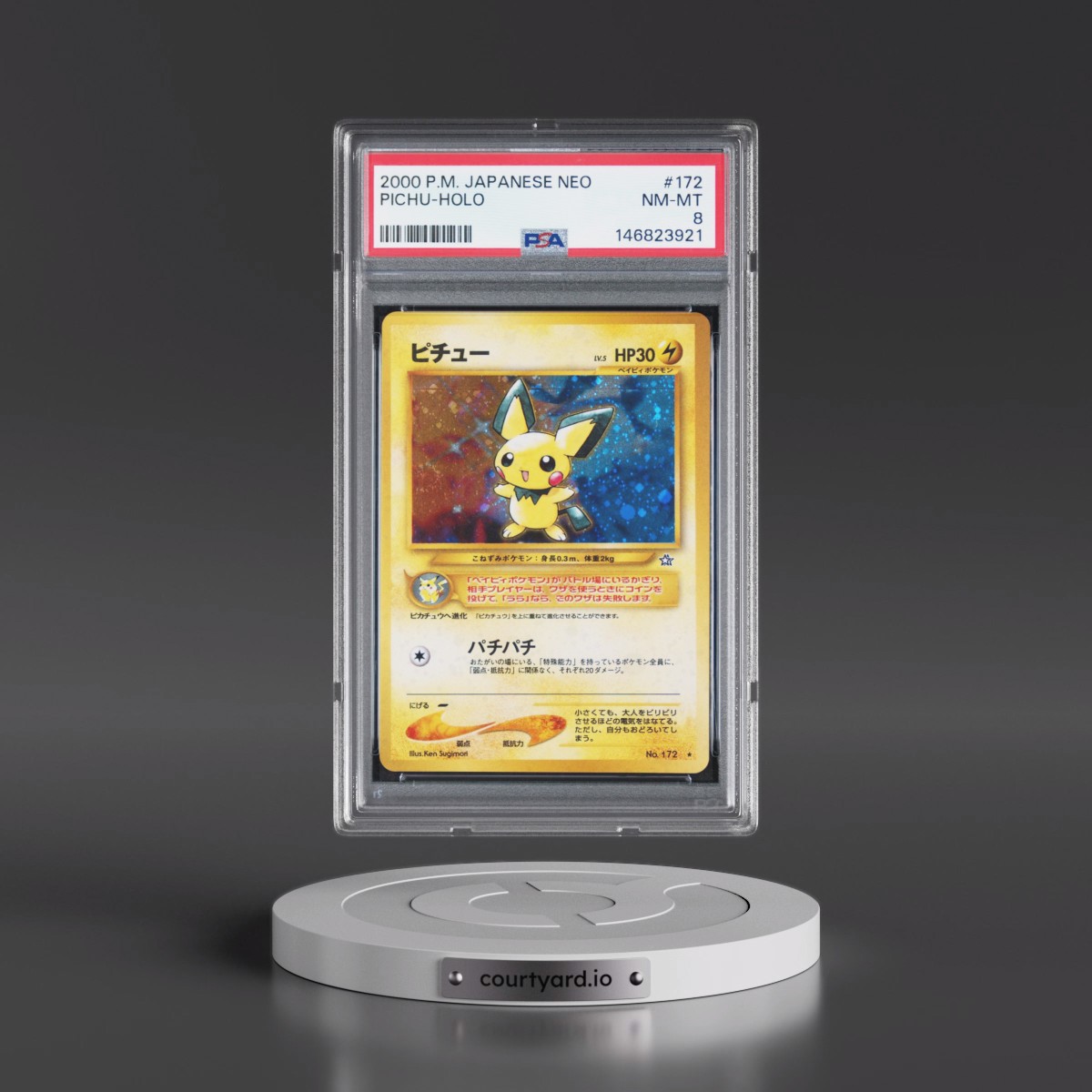 2000 Pokémon Neo #172 Pichu - Holo (PSA 8 NM-MT)
