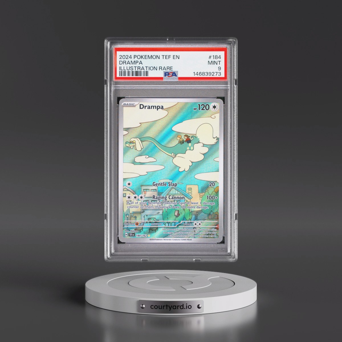 2024 Pokémon Tef EN-Temporal Forces #184 Drampa - Illustration Rare (PSA 9 MINT)