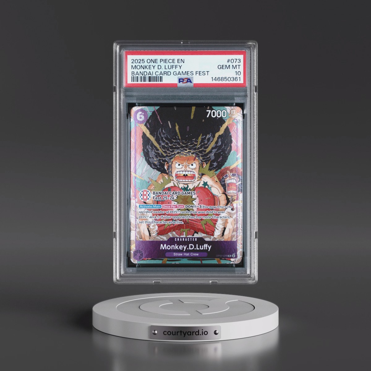 2025 One Piece Promos #073 Monkey D. Luffy - Bandai Card Games Fest (PSA 10 GEM MINT)