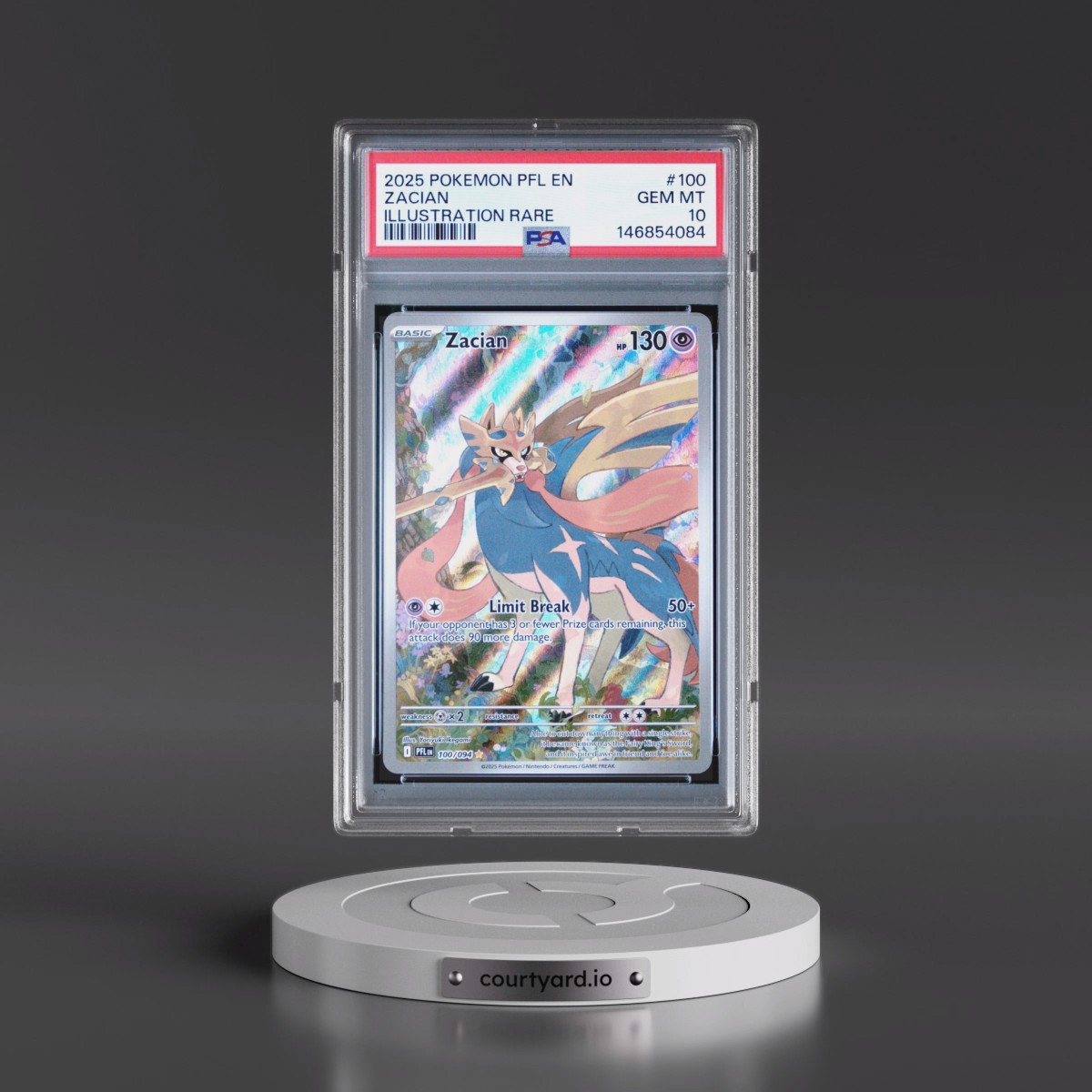 2025 Pokémon Pfl EN-Phantasmal Flames #100 Zacian - Illustration Rare (PSA 10 GEM MINT)