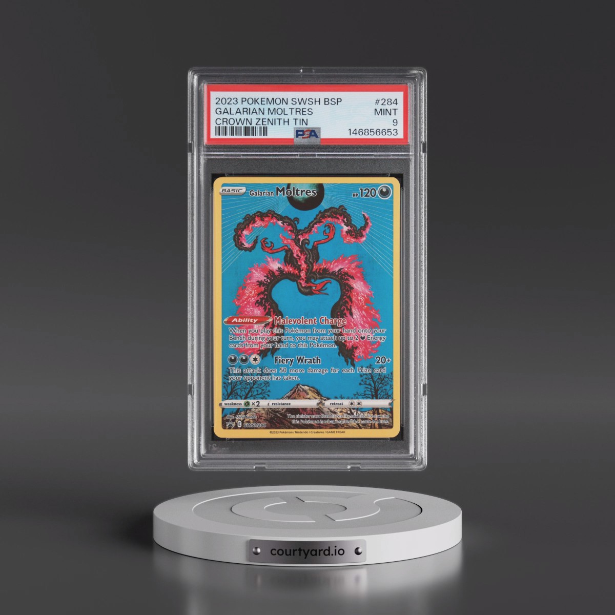 2023 Pokémon Swsh Black Star Promo #284 Galarian Moltres - Crown Zenith Tin (PSA 9 MINT)