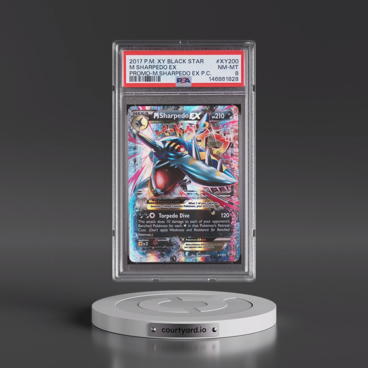2017 Pokémon XY Black Star Promo #XY200 M Sharpedo EX - Holo Mega Sharpedo EX Premium Collection (PSA 8 NM-MT)