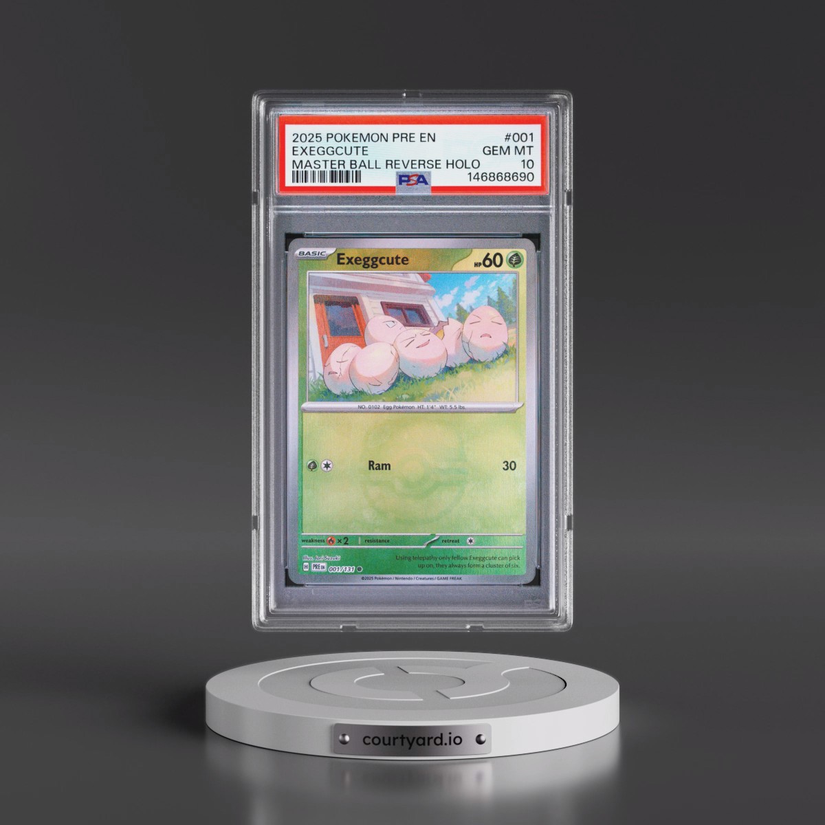 2025 Pokémon Pre EN-Prismatic Evolutions #001 Exeggcute - Reverse Holo Master Ball (PSA 10 GEM MINT)