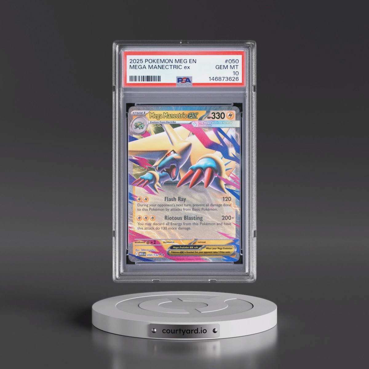 2025 Pokémon Meg EN-Mega Evolution #050 Mega Manectric EX - Holo (PSA 10 GEM MINT)