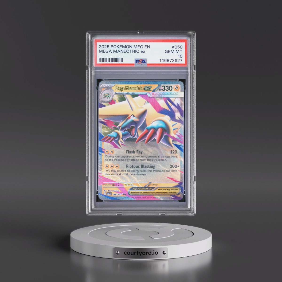 2025 Pokémon Meg EN-Mega Evolution #050 Mega Manectric EX - Holo (PSA 10 GEM MINT)