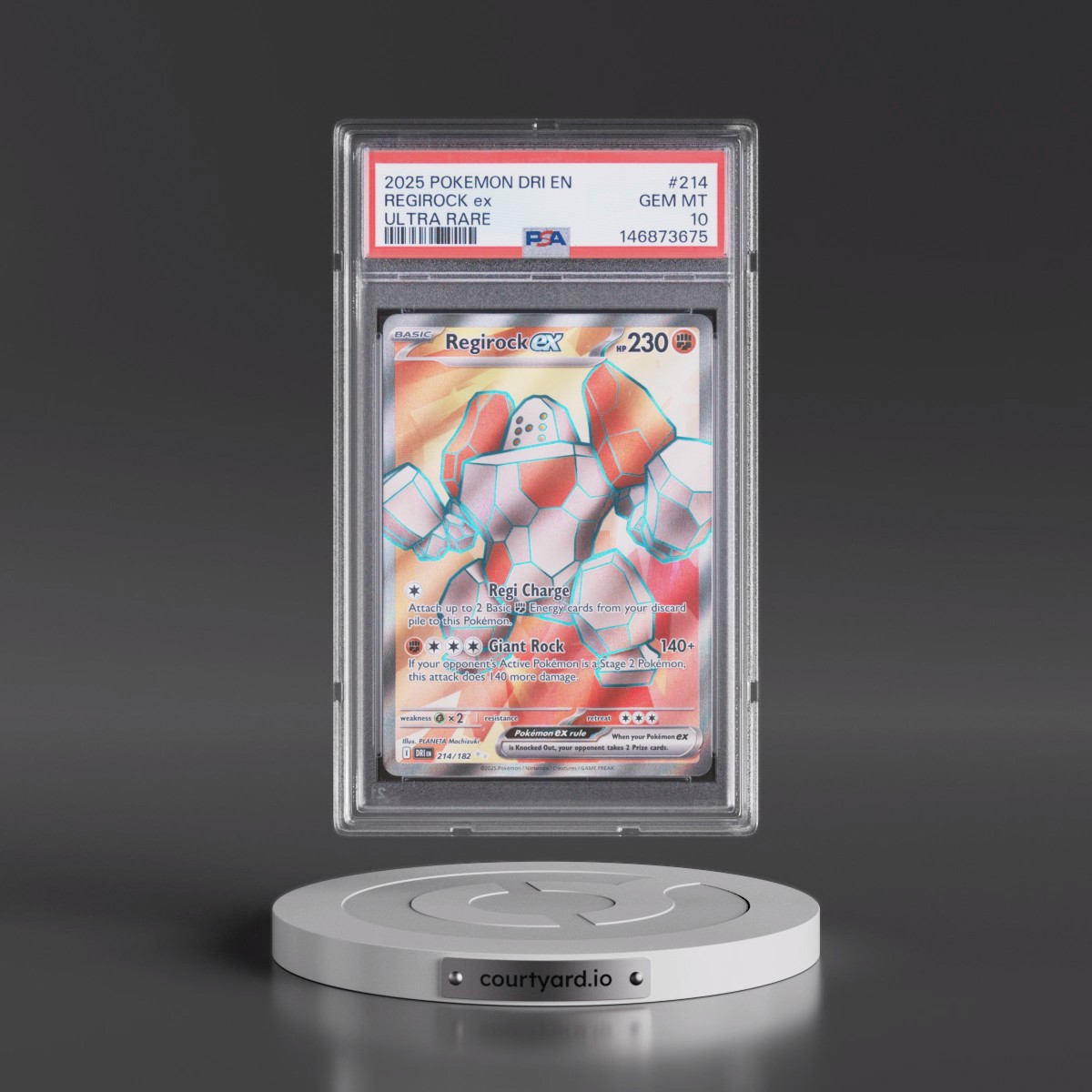 2025 Pokémon Dri EN-Destined Rivals #214 Regirock EX - Holo Ultra Rare (PSA 10 GEM MINT)