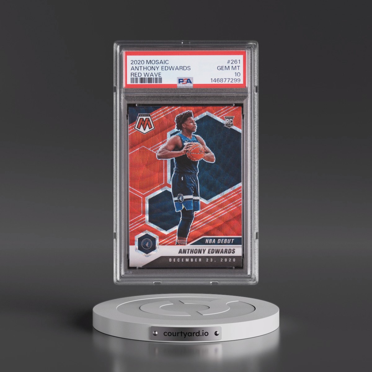 2020 Panini Mosaic #261 Anthony Edwards - Red Wave (PSA 10 GEM MINT)