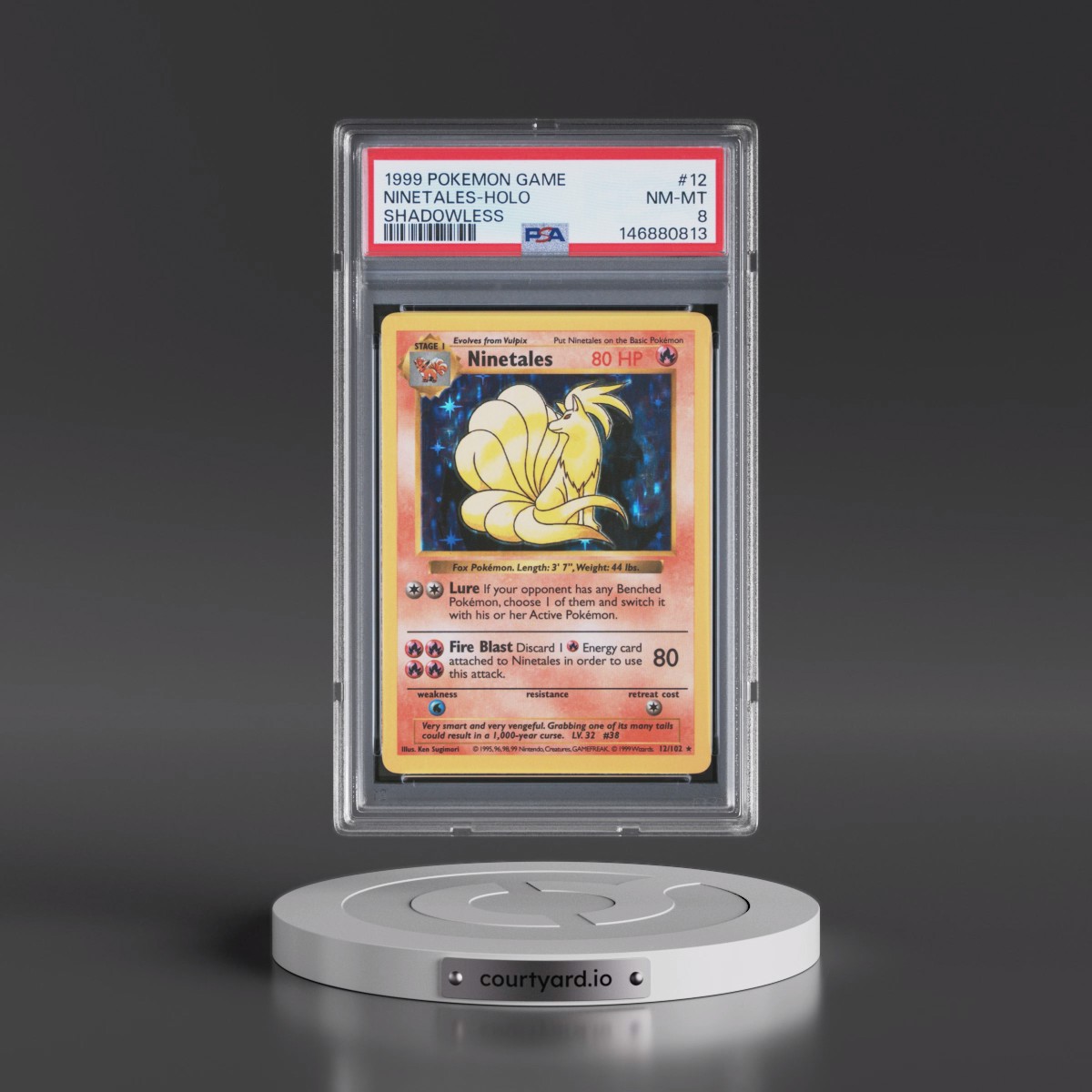 1999 Pokémon Game #12 Ninetales - Holo Shadowless (PSA 8 NM-MT)