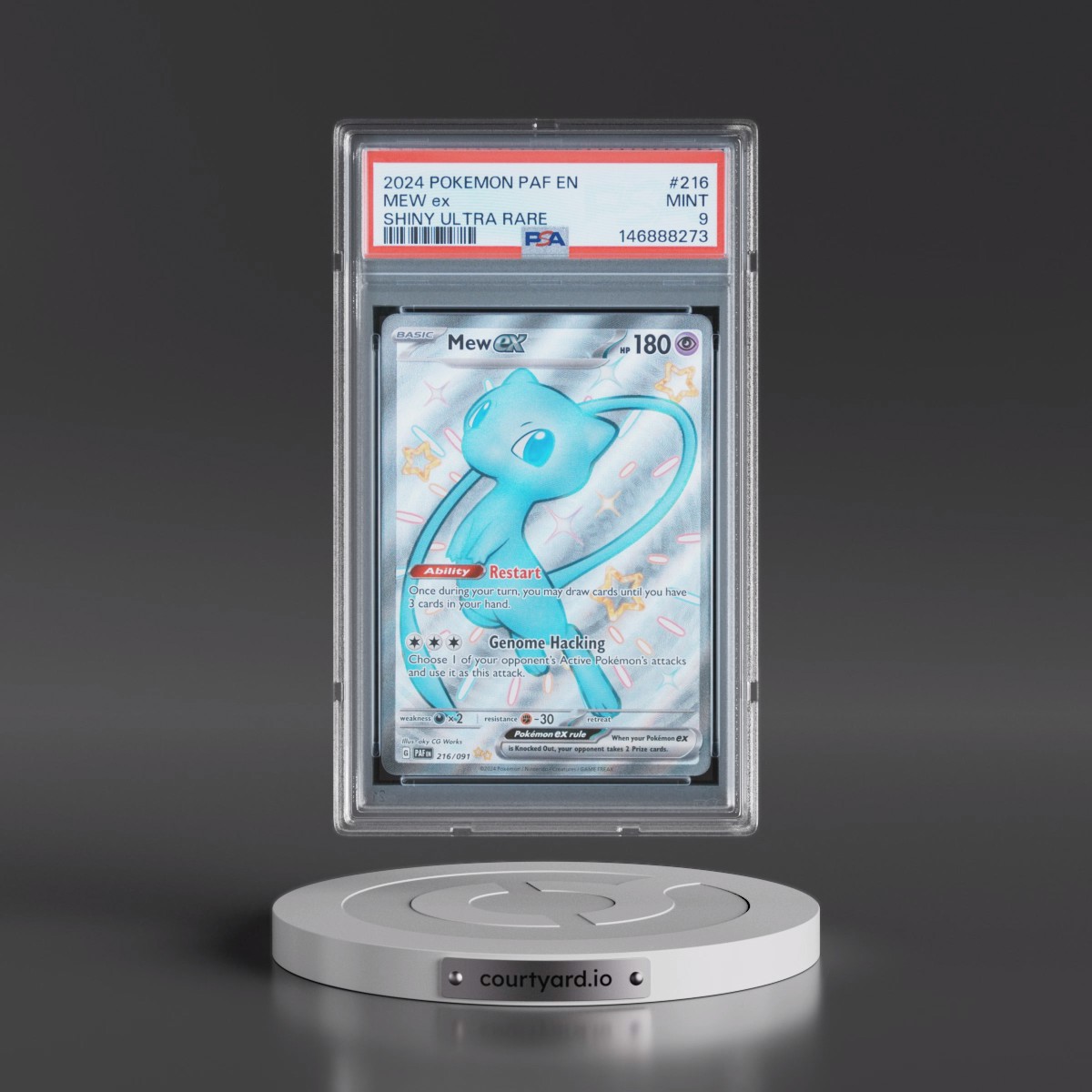 2024 Pokémon Paf EN-Paldean Fates #216 Mew EX - Holo Shiny Ultra Rare (PSA 9 MINT)