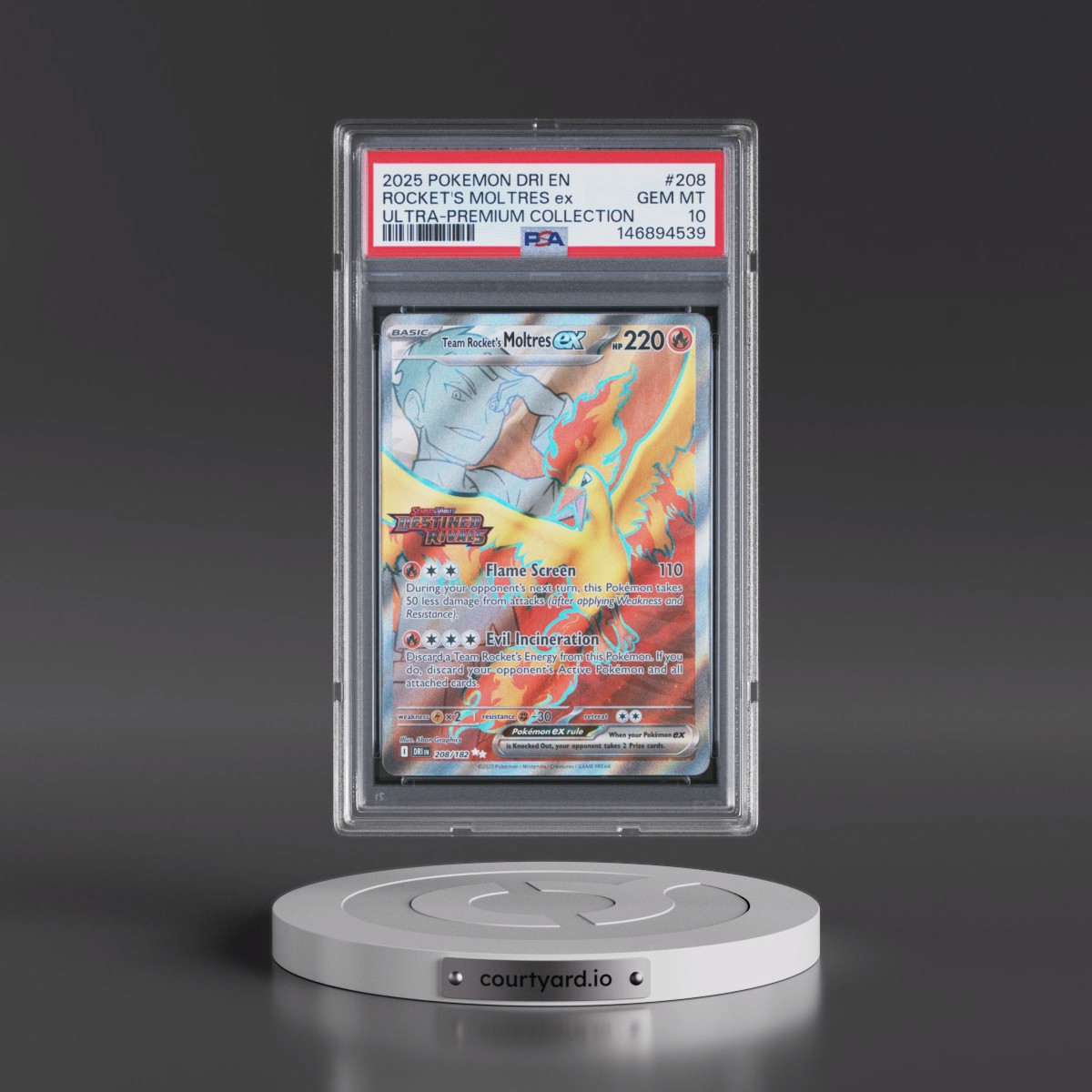2025 Pokémon Dri EN-Destined Rivals #208 Team Rocket's Moltres EX - Holo Team Rocket's Moltres EX Ultra-Premium Collection (PSA 10 GEM MINT)