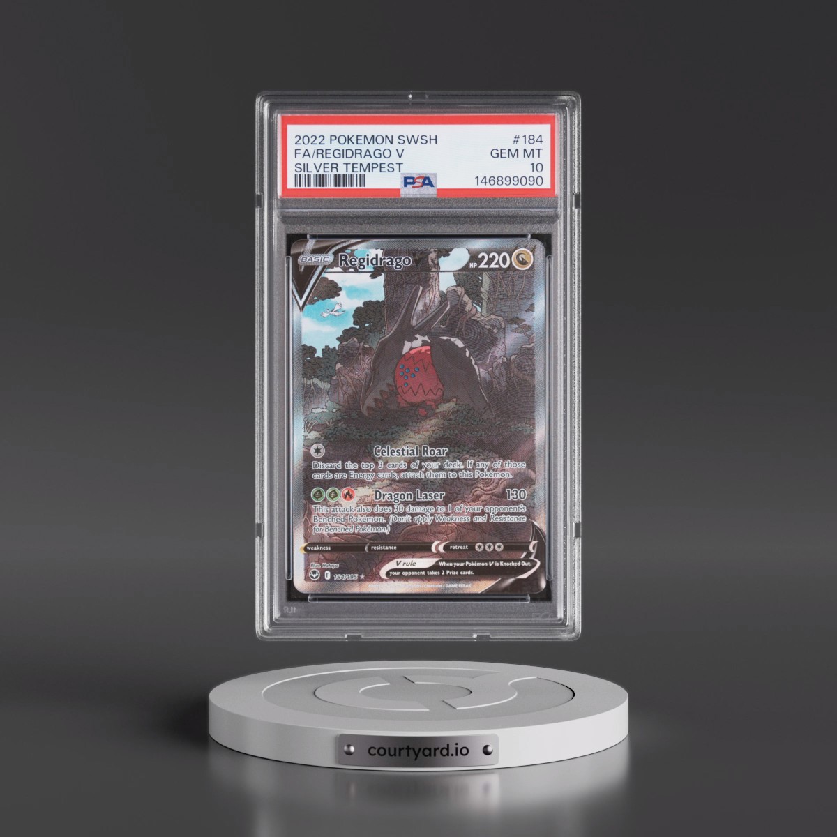 2022 Pokémon Sword & Shield Silver Tempest #184 Regidrago V - Holo Full Art (PSA 10 GEM MINT)