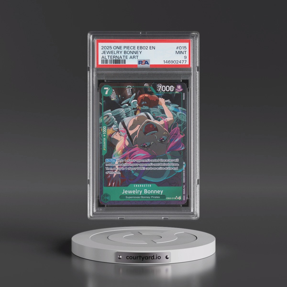 2025 One Piece EB02-Extra Booster -Anime 25th Collection #015 Jewelry Bonney - Alternate Art (PSA 9 MINT)